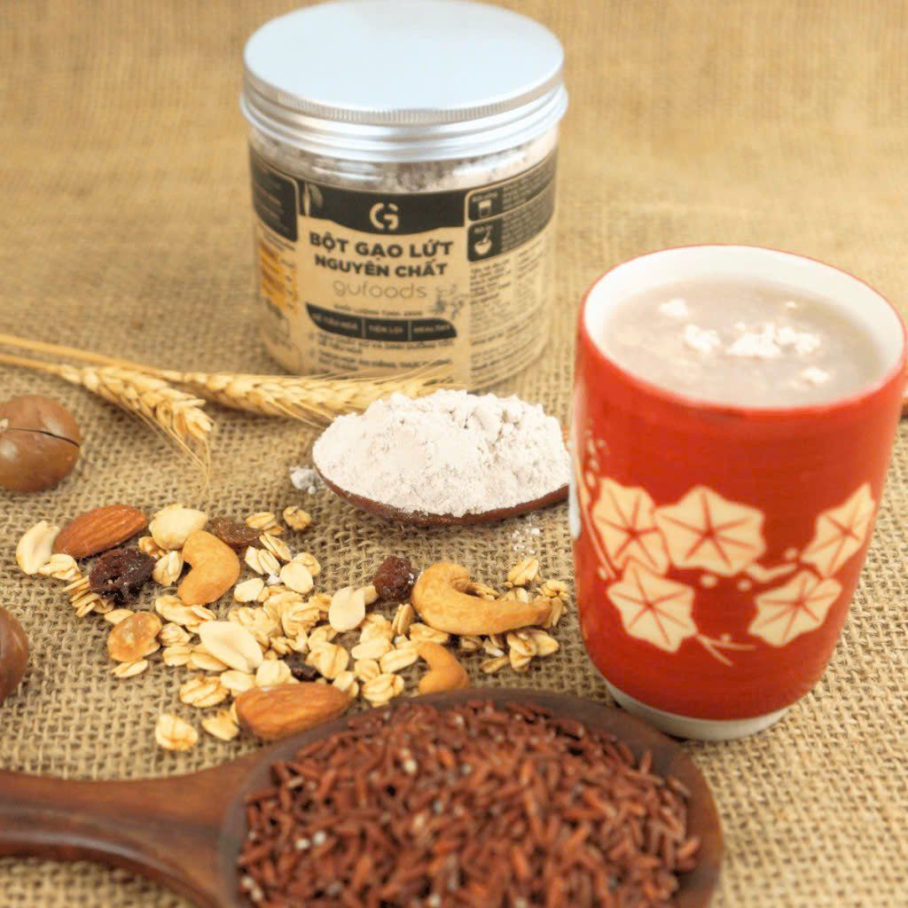 Bột Gạo Lứt Nguyên Chất GUfoods (Hũ 250g) - Tiện Lợi, Healthy, Dễ Tiêu Hoá, Eat Clean, Thực Dưỡng, Thuần Chay, Nấu Cháo (SH)