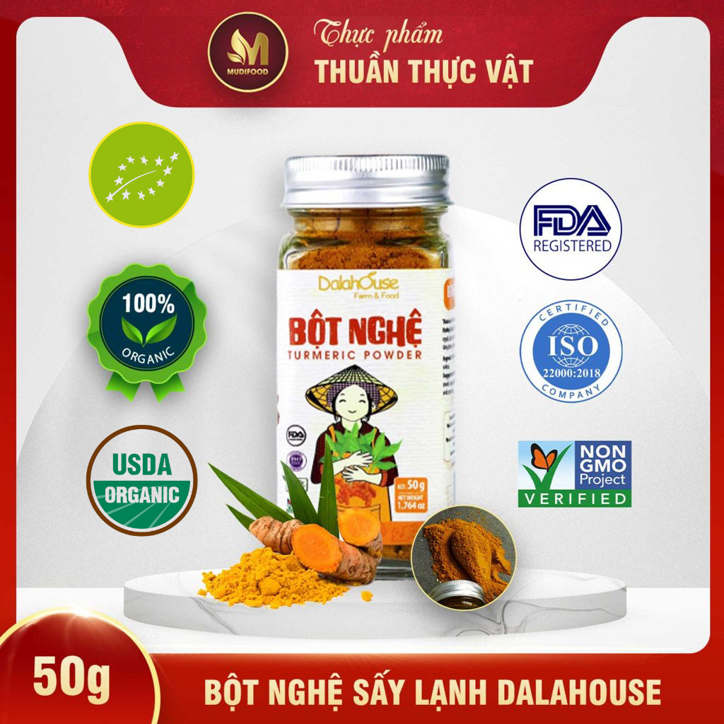 Bột Nghệ Dalahouse - Bột Gia Vị Hữu Cơ Nguyên Chất Sấy Lạnh (GV)