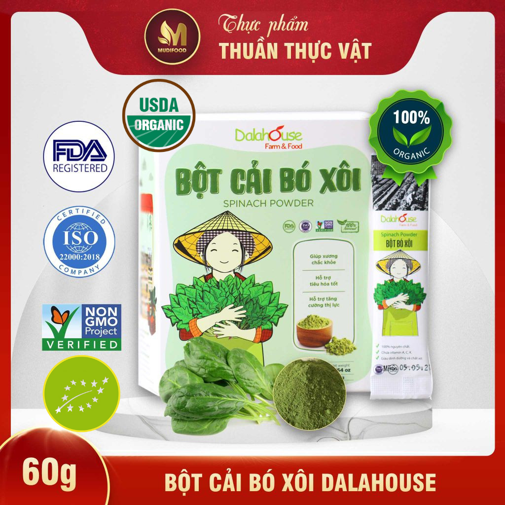 Bột Cải Bó Xôi Dalahouse - Bột Rau Củ Hữu Cơ Nguyên Chất Sấy Lạnh (BRC)