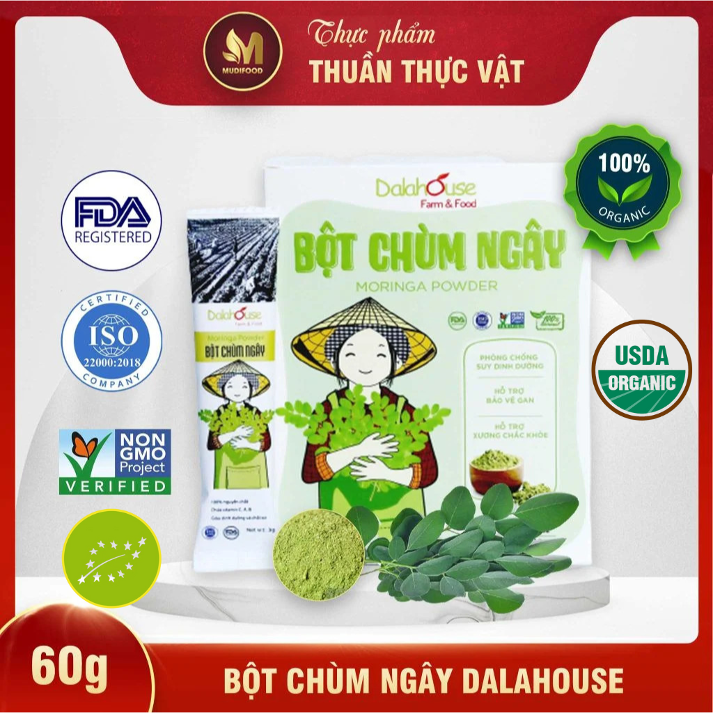 Bột Chùm Ngây Dalahouse - Bột Rau Củ Hữu Cơ Nguyên Chất Sấy Lạnh (BRC)