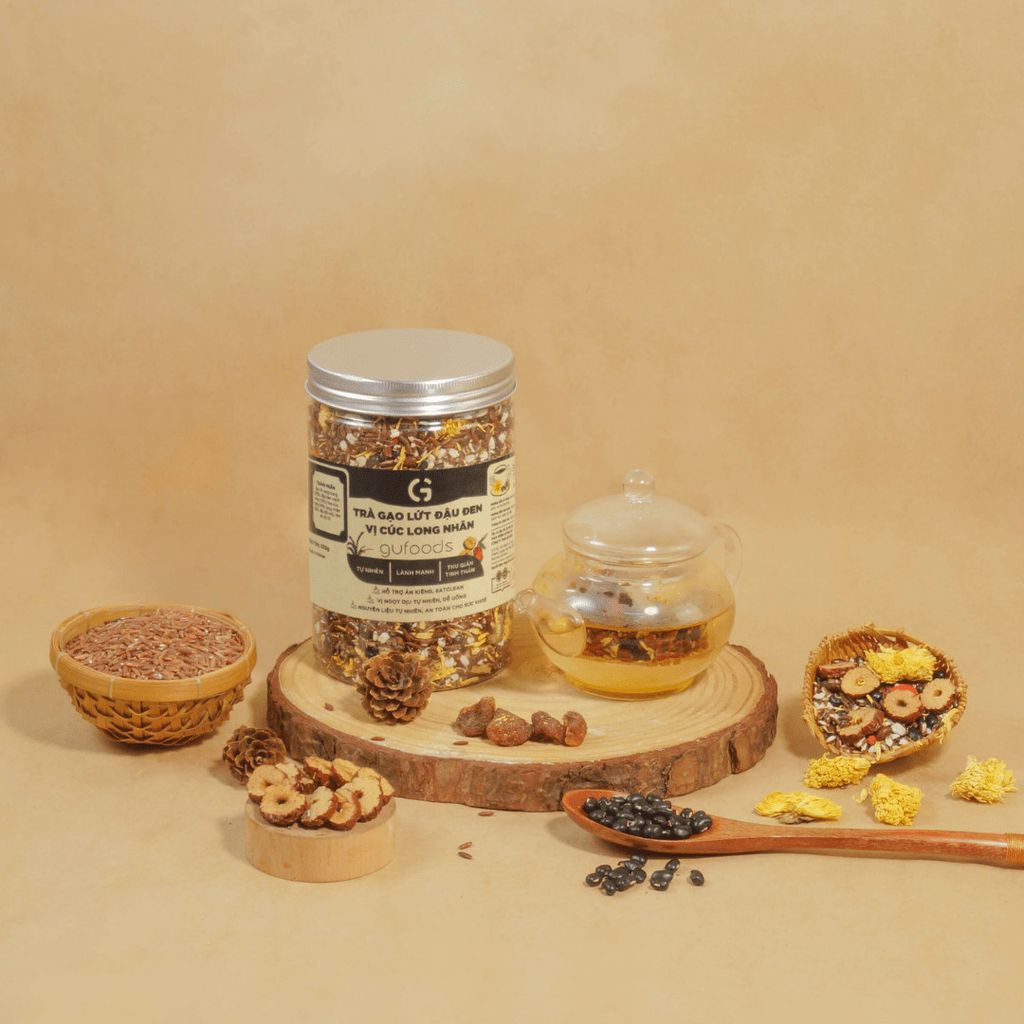 [Vị Cúc Long Nhãn] - Trà Gạo Lứt Đậu Đen GUfoods 500g - Thanh Nhiệt, Mát Gan, Cải Thiện Giấc Ngủ, Tốt Cho Tim Mạch, Giảm Cân, Eatclean, Healthy (Trà)