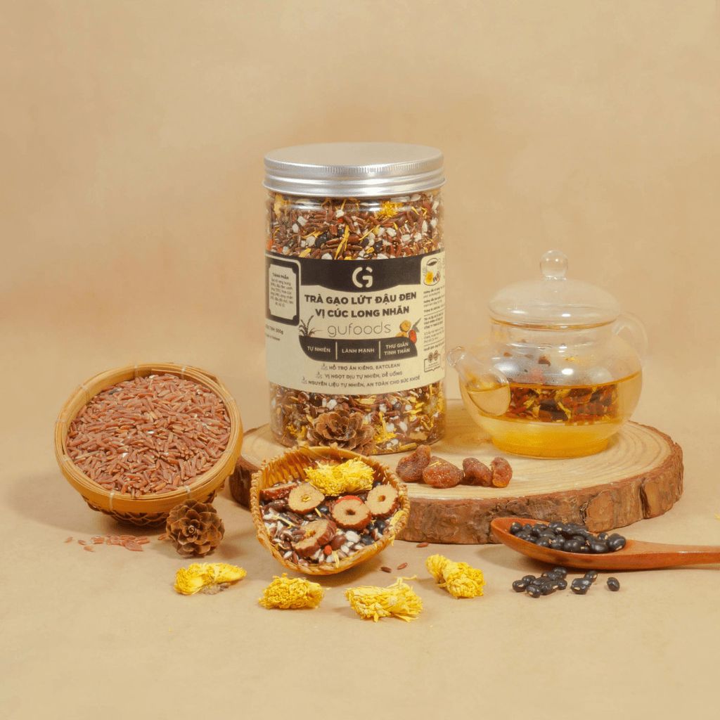 [Vị Cúc Long Nhãn] - Trà Gạo Lứt Đậu Đen GUfoods 500g - Thanh Nhiệt, Mát Gan, Cải Thiện Giấc Ngủ, Tốt Cho Tim Mạch, Giảm Cân, Eatclean, Healthy (Trà)
