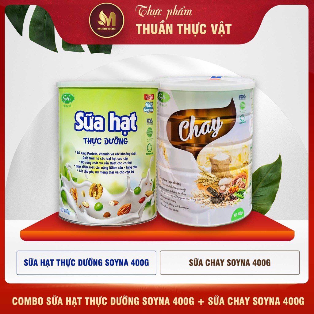 Combo Sữa Hạt - Chay 400g Soyna, Tặng 2 Ly Thủy Tinh Có Vạch Chia ml (SH)