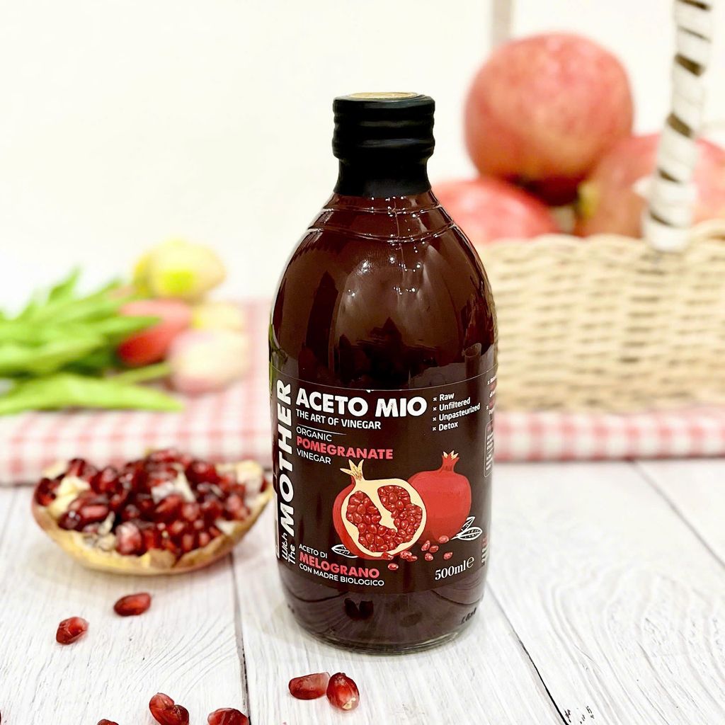 Giấm Lựu Hữu Cơ Aceto Mio (Có Giấm Cái) Chai 500ml, Hỗ Trợ Detox Cơ Thể, Tốt Cho Sức Khỏe (GV)