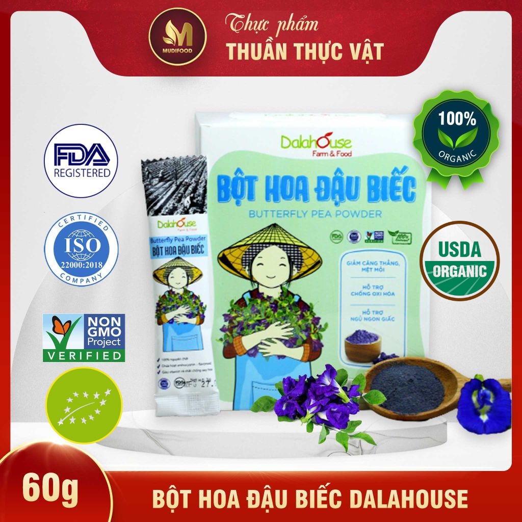 Bột Hoa Đậu Biếc Dalahouse - Bột Rau Củ Hữu Cơ Nguyên Chất Sấy Lạnh (BRC)