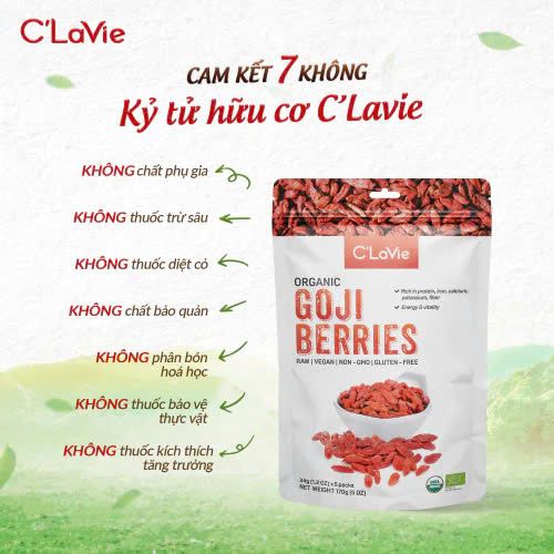 Kỷ Tử Hữu Cơ C'LaVie 170g - Thực Phẩm Bổ Sung Dinh Dưỡng Cho Mẹ Bầu, Người Gìa, Giúp Dễ Ngủ, Tinh Thần Thảo Mái (Bánh, Snack, Hạt Và Trà)
