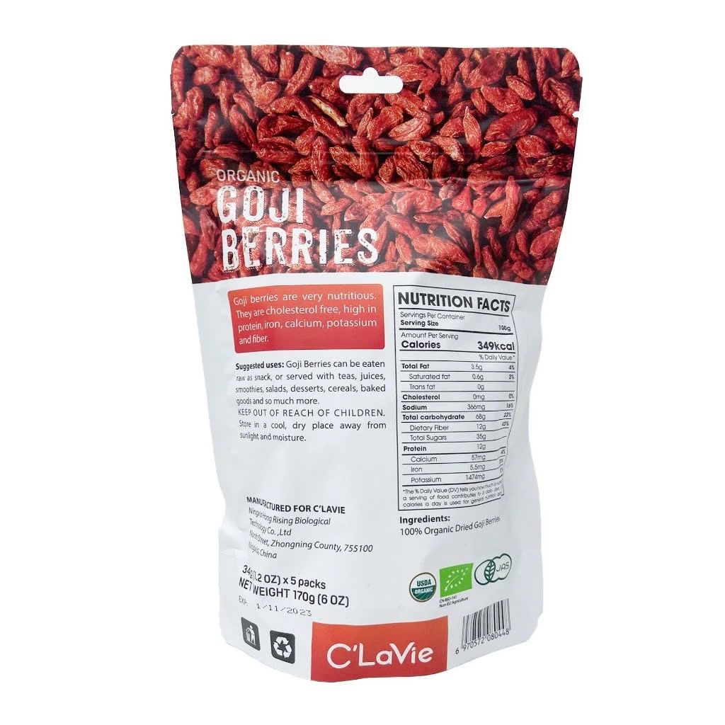 Kỷ Tử Hữu Cơ C'LaVie 170g - Thực Phẩm Bổ Sung Dinh Dưỡng Cho Mẹ Bầu, Người Gìa, Giúp Dễ Ngủ, Tinh Thần Thảo Mái (Bánh, Snack, Hạt Và Trà)