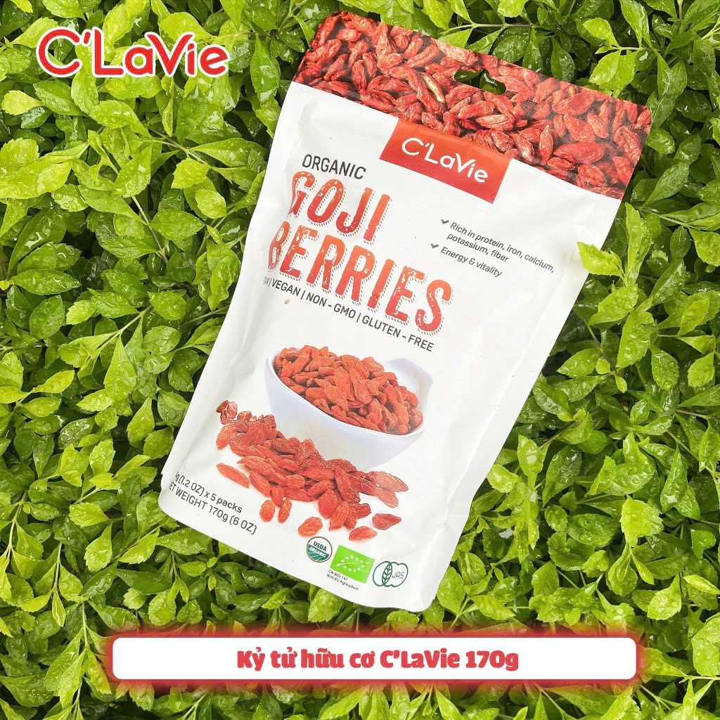Kỷ Tử Hữu Cơ C'LaVie 170g - Thực Phẩm Bổ Sung Dinh Dưỡng Cho Mẹ Bầu, Người Gìa, Giúp Dễ Ngủ, Tinh Thần Thảo Mái (Bánh, Snack, Hạt Và Trà)
