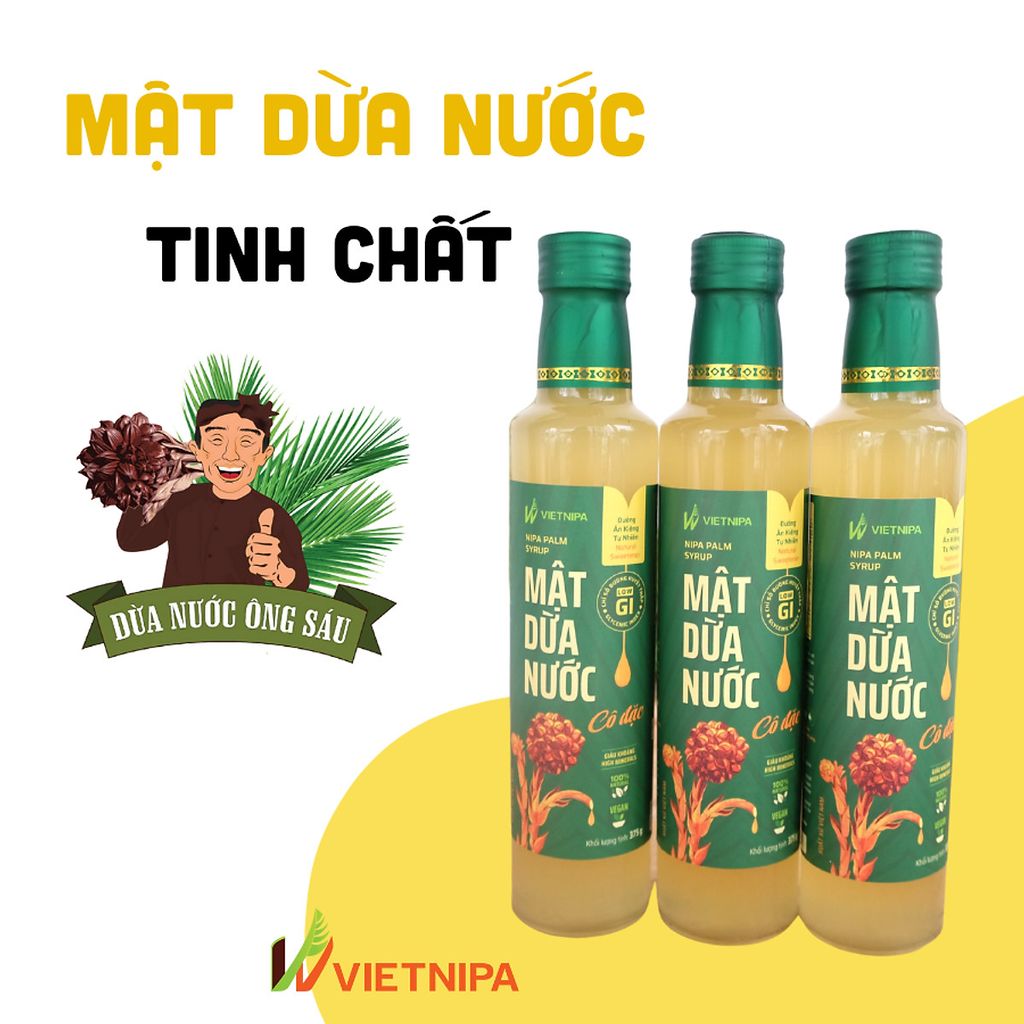 Mật Dừa Nước Vietnipa 375g - Thực Phẩm Bổ Sung Dinh Dưỡng Cho Cả Gia Đình, Người Tiểu Đường, Ăn Kiêng, Ăn Chay, Hàm Lượng Vitamin Và Muối Khoáng Cao (GV)