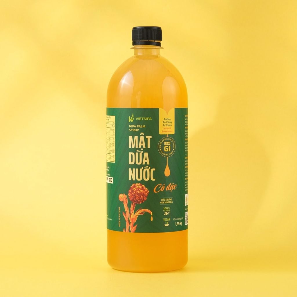 Mật Dừa Nước Vietnipa 1.35kg  - Thực Phẩm Bổ Sung Dinh Dưỡng Cho Cả Gia Đình, Người Tiểu Đường, Ăn Kiêng, Ăn Chay, Hàm Lượng Vitamin Và Muối Khoáng Cao (GV)