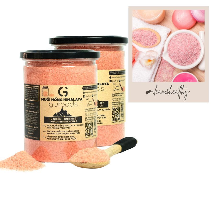 Muối Hồng Himalaya GUfoods (dạng hạt mịn) - Tự Nhiên, Tinh Khiết, Giàu Khoáng Chất, Gia Vị Cho Món Ăn Thơm Ngon (GV)