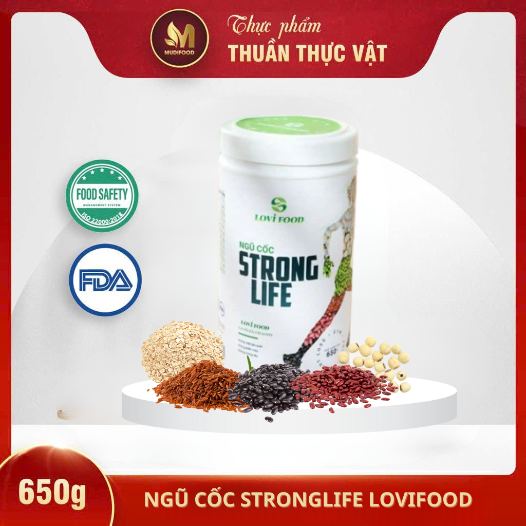Ngũ Cốc Stronglife Lovifood Hộp 650g - Thực Phẩm Bổ Sung Dinh Dưỡng Cho Người Tập Gym, Yoga, Người Tập Luyện Cường Độ Cao, Tốt Cho Tim Mạch
