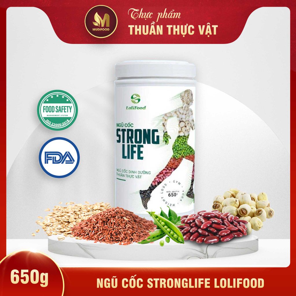 Ngũ Cốc Stronglife Lolifood Hộp 650g - Thực Phẩm Bổ Sung Dinh Dưỡng Cho Người Tập Gym, Yoga, Người Tập Luyện Cường Độ Cao, Tốt Cho Tim Mạch