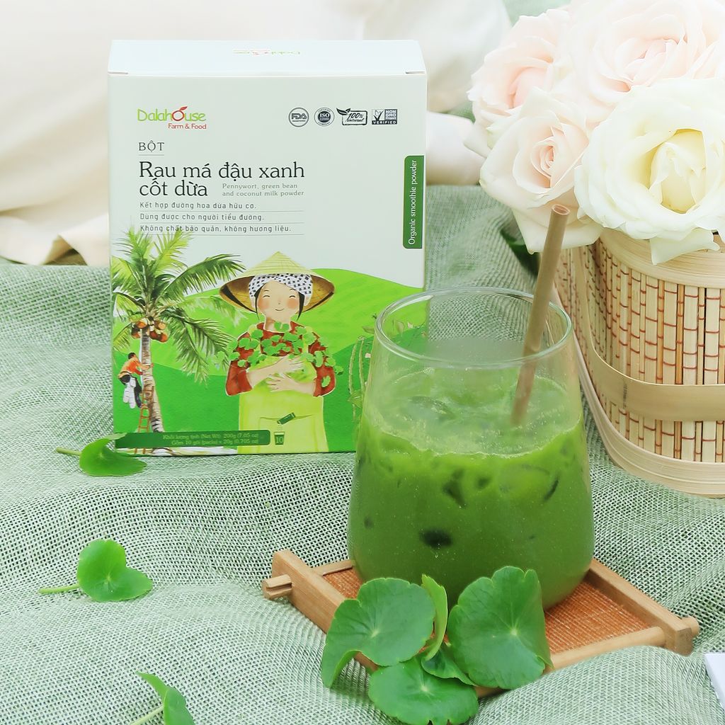 Bột Rau Má Đậu Xanh Cốt Dừa Dalahouse - Bột Rau Củ Hữu Cơ (BRC)
