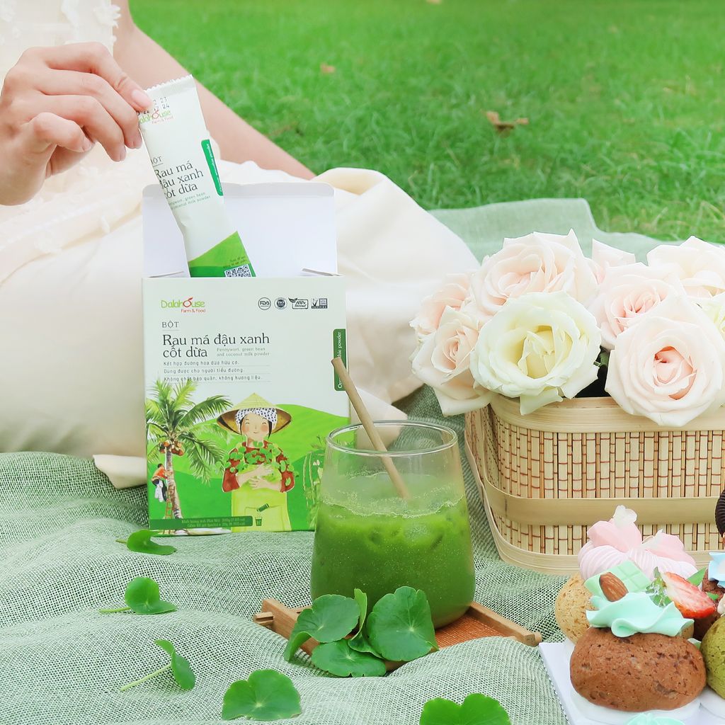 Bột Rau Má Đậu Xanh Cốt Dừa Dalahouse - Bột Rau Củ Hữu Cơ (BRC)