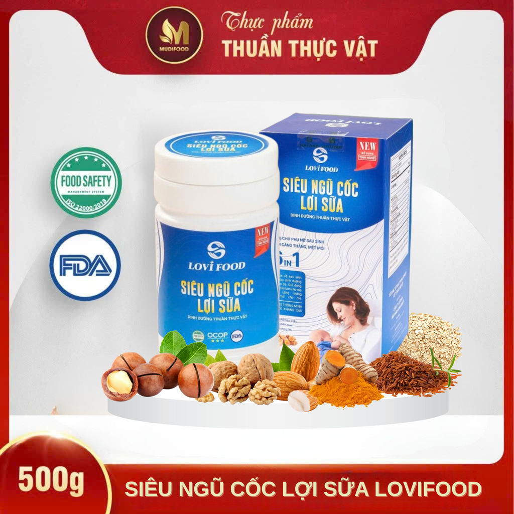 Siêu Ngũ Cốc Lợi Sữa, Ngũ Cốc Dinh Dưỡng 6in1 Lovifood - Thực Phẩm Bổ Sung Dinh Dưỡng Cho Mẹ Bầu, Sau Sinh,  Làm Đẹp Da Cho Mẹ Sau Sinh, Hàm Lượng Đạm Thực Vật Cao