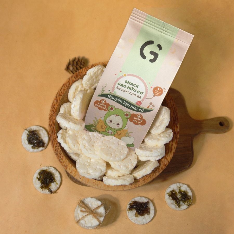 Bánh Snack Ăn Dặm Hữu Cơ Cho Bé GUfoods 40g - Thành Phần Gạo Organic, Không Gia Vị, Dễ Tiêu Hoá, Phù Hợp Cho bé Từ 1 Tuổi (Bánh, Snack, Hạt Và Trà)