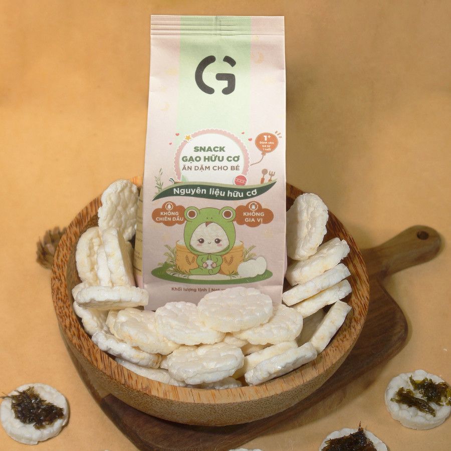 Bánh Snack Ăn Dặm Hữu Cơ Cho Bé GUfoods 40g - Thành Phần Gạo Organic, Không Gia Vị, Dễ Tiêu Hoá, Phù Hợp Cho bé Từ 1 Tuổi (Bánh, Snack, Hạt Và Trà)