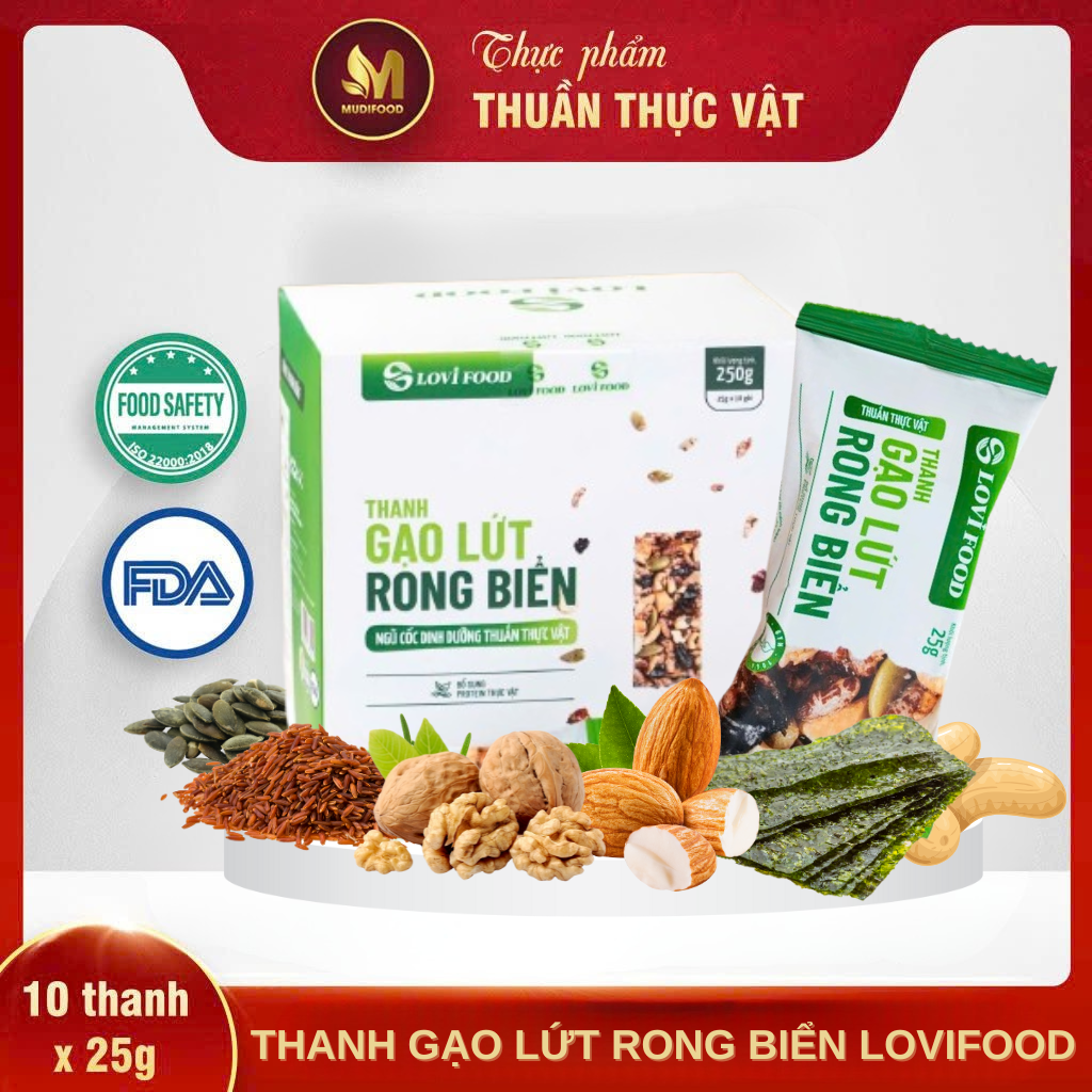 Thanh Gạo Lứt Rong Biển LoviFood 250g - Thực Phẩm Bổ Sung Dinh Dưỡng Cho Mẹ Bầu, Sau Sinh, Người Ăn Chay, Ăn Kiêng, Người Chơi Thể Thao, Giảm Cân, Eat Clean (Bánh Và Snack Healthy)