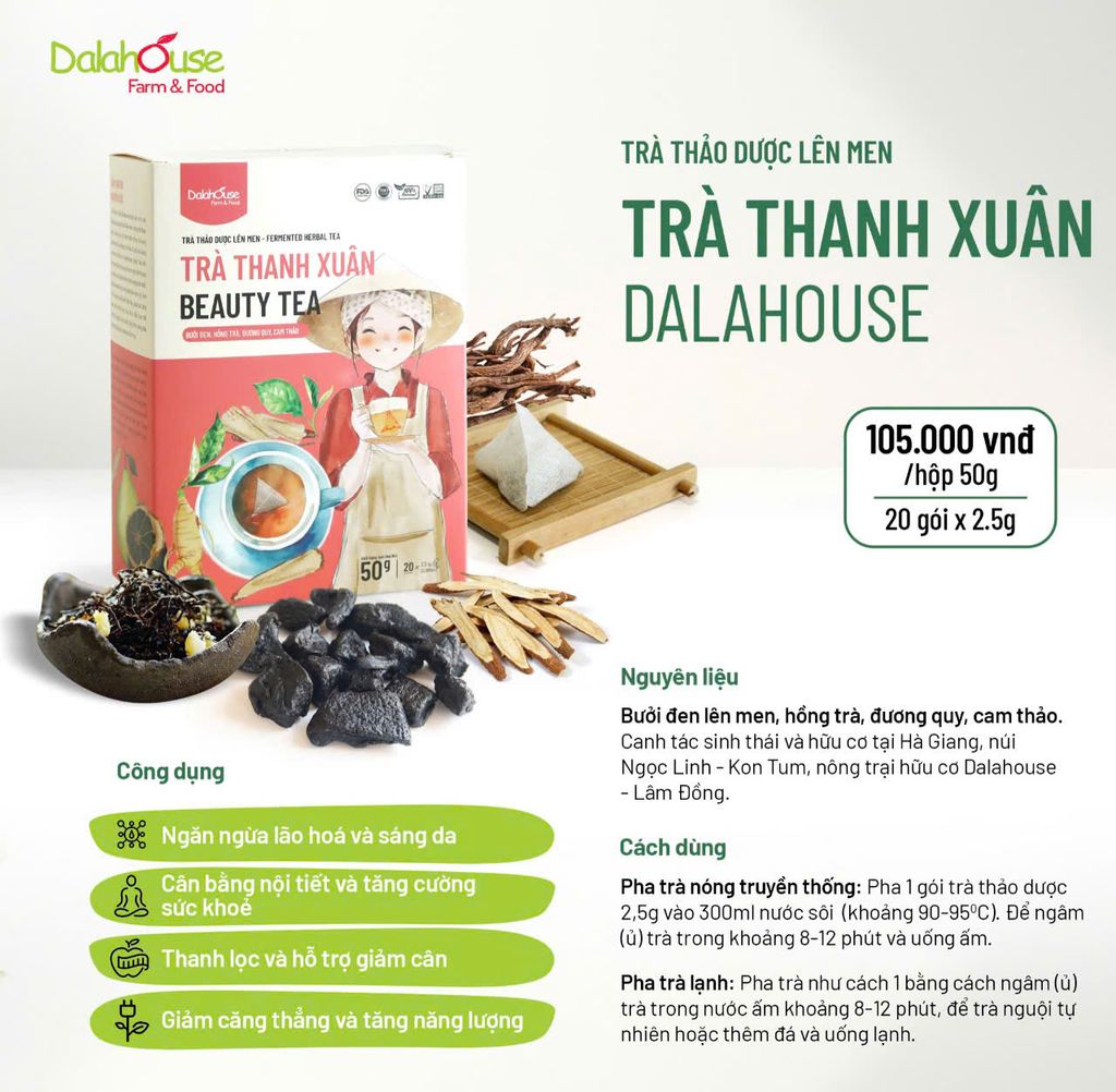 Combo 4 Hộp Trà Dalahouse Hộp 50g - Trà Thanh Xuân, Trà Thải Độc, Trà Đề Kháng, Trà Ngủ Ngon, Tốt Cho Sức Khỏe (Trà)
