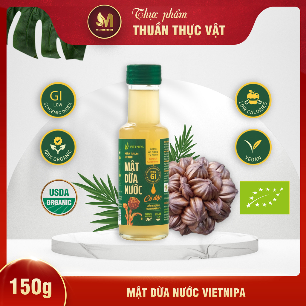 Mật Dừa Nước Vietnipa 150g - Thực Phẩm Bổ Sung Dinh Dưỡng Cho Cả Gia Đình, Người Tiểu Đường, Ăn Kiêng, Ăn Chay, Hàm Lượng Vitamin Và Muối Khoáng Cao (GV)