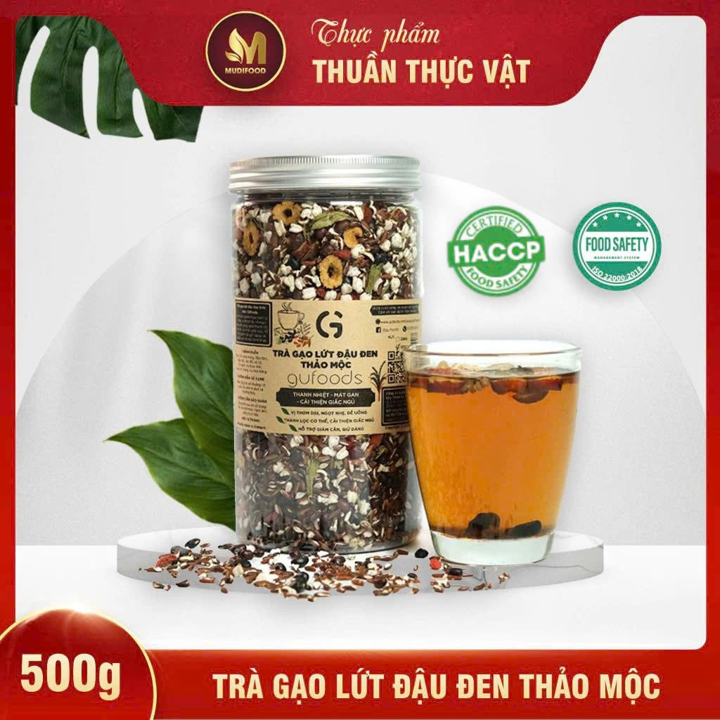 [Vị Thảo Mộc] - Trà Gạo Lứt Đậu Đen GUfoods Hũ 200g/ 500g - Thức Uống Có Lợi Cho Mẹ Bầu, Sau Sinh, Người Tiểu Đường, Người Giảm Cân, Eat Clean, Healthy, Tốt Cho Tim Mạch (Trà)