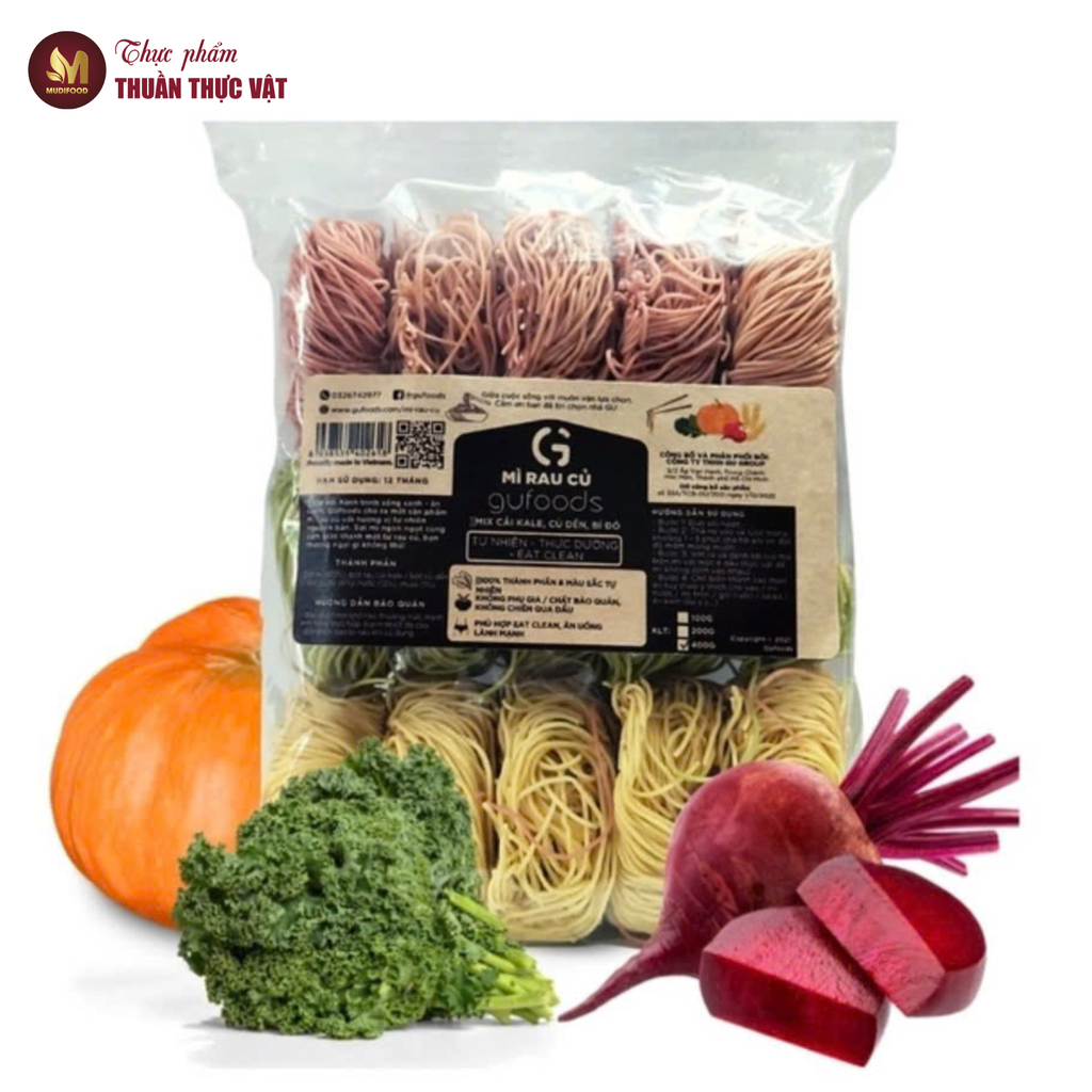 Mì Rau Củ Mix Gufoods 400g - Thực Phẩm Bổ Sung Dinh Dưỡng Chất Xơ, Vitamin K và Canxi cao (Bún, Phở, Gạo, Mì, Nui)