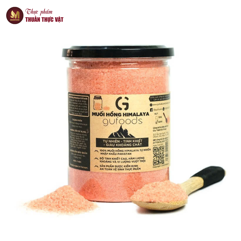 Muối Hồng Himalaya GUfoods (dạng hạt mịn) - Tự Nhiên, Tinh Khiết, Giàu Khoáng Chất, Gia Vị Cho Món Ăn Thơm Ngon (GV)