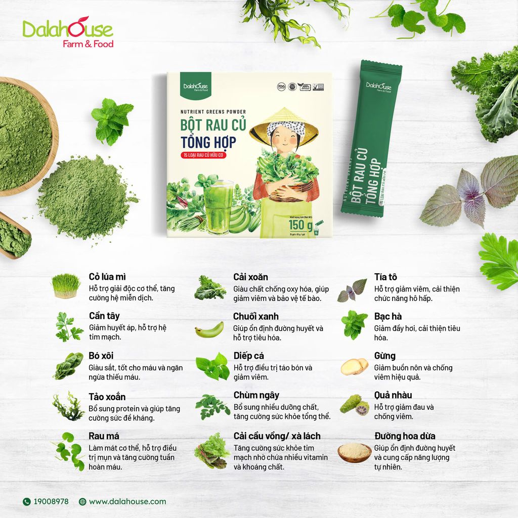 Bột Rau Củ Tổng Hợp Dalahouse Hộp 150g - Bột Rau Củ Hữu Cơ (BRC)