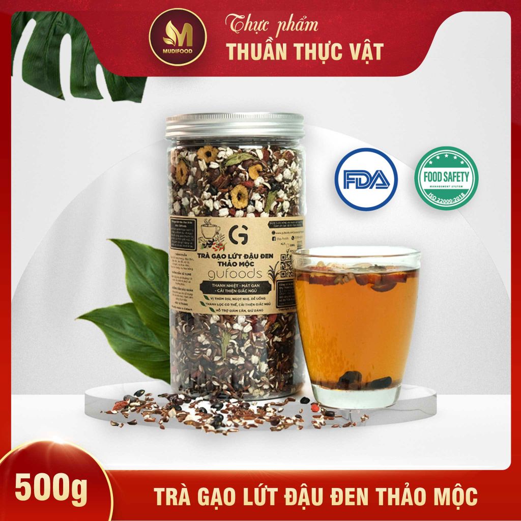 [Vị Thảo Mộc] - Trà Gạo Lứt Đậu Đen GUfoods Hũ 200g/ 500g - Thức Uống Có Lợi Cho Mẹ Bầu, Sau Sinh, Người Tiểu Đường, Người Giảm Cân, Eat Clean, Healthy, Tốt Cho Tim Mạch (Trà)