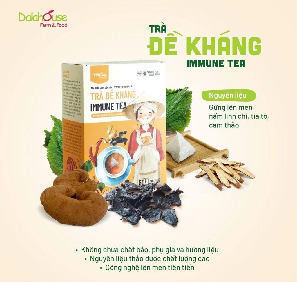 Trà Đề Kháng Dalahouse Hộp 50g - Thanh Nhiệt, Mát Gan, Cải Thiện Giấc Ngủ, Tốt Cho Tim Mạch, Giảm Cân, Eatclean, Healthy (Trà)