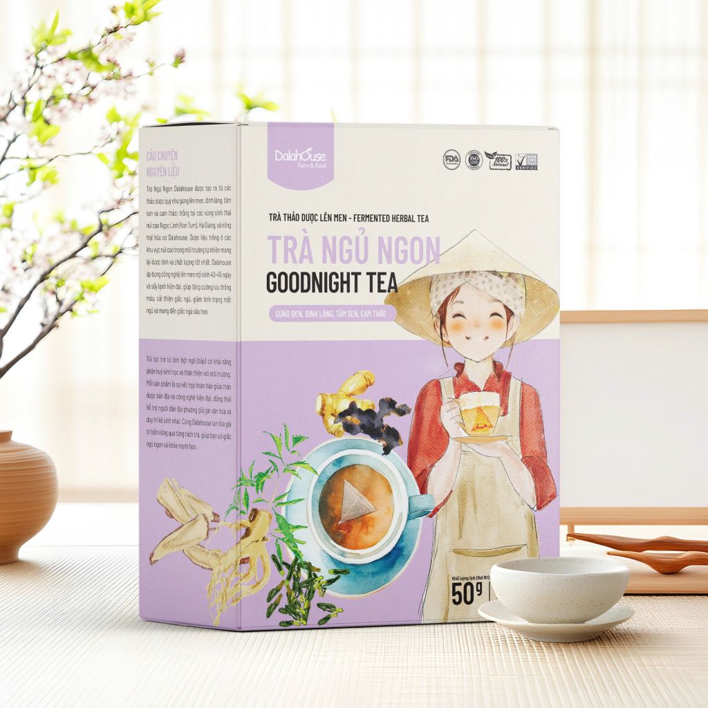 Trà Ngủ Ngon Dalahouse Hộp 50g - Thanh Nhiệt, Mát Gan, Cải Thiện Giấc Ngủ, Tốt Cho Tim Mạch, Giảm Cân, Eatclean, Healthy (Trà)