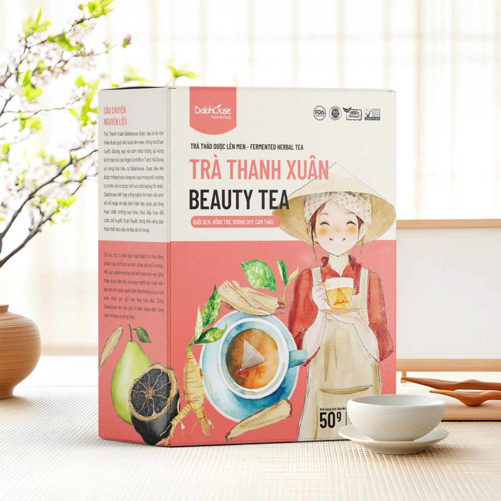 Trà Thanh Xuân Dalahouse Hộp 50g - Thanh Nhiệt, Mát Gan, Cải Thiện Giấc Ngủ, Tốt Cho Tim Mạch, Giảm Cân, Eatclean, Healthy (Trà)