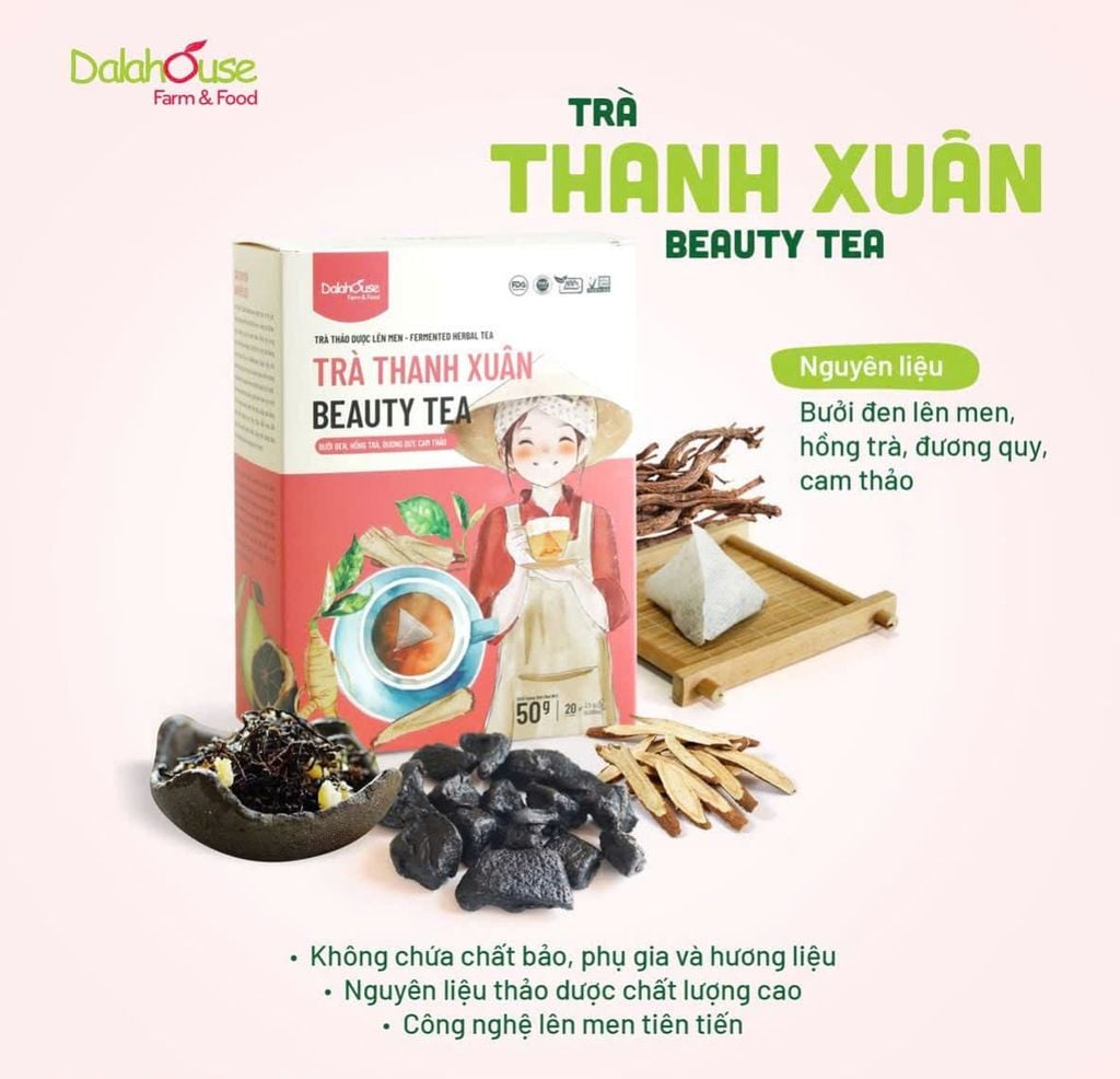 Trà Thanh Xuân Dalahouse Hộp 50g - Thanh Nhiệt, Mát Gan, Cải Thiện Giấc Ngủ, Tốt Cho Tim Mạch, Giảm Cân, Eatclean, Healthy (Trà)