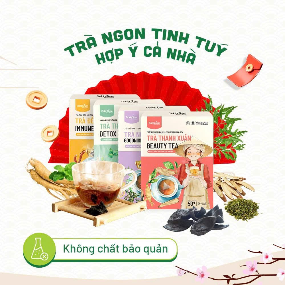 Trà Thanh Xuân Dalahouse Hộp 50g - Thanh Nhiệt, Mát Gan, Cải Thiện Giấc Ngủ, Tốt Cho Tim Mạch, Giảm Cân, Eatclean, Healthy (Trà)