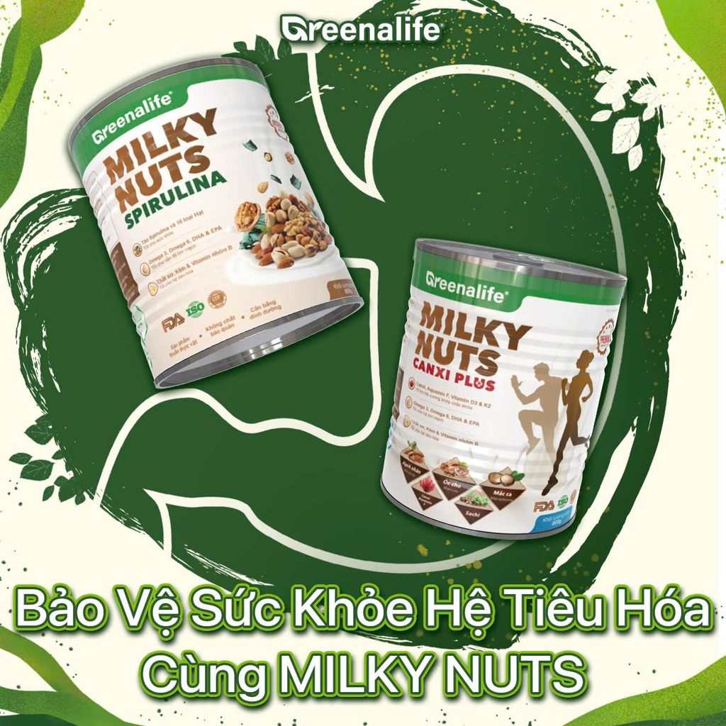 Sữa Hạt Tảo Xoắn Greenalife Milky Nuts Spirulina - Lợi Sữa Cho Mẹ Bầu, Sau Sinh, Dinh Dưỡng Cho Người Tiểu Đường, Người Già, Ăn chay, Ăn Kiêng, Giảm Cân, Eat Clean, Healthy (SH)