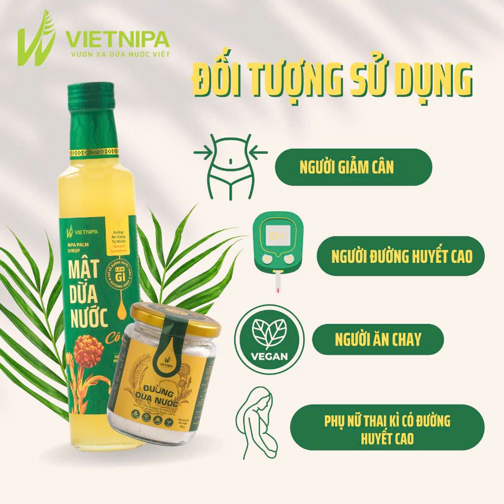 Đường Dừa Nước Vietnipa 350g, 550g - Thực Phẩm Bổ Sung Dinh Dưỡng Cho Cả Gia Đình, Người Tiểu Đường, Ăn Kiêng, Ăn Chay, Hàm Lượng Vitamin Và Muối Khoáng Cao (GV)