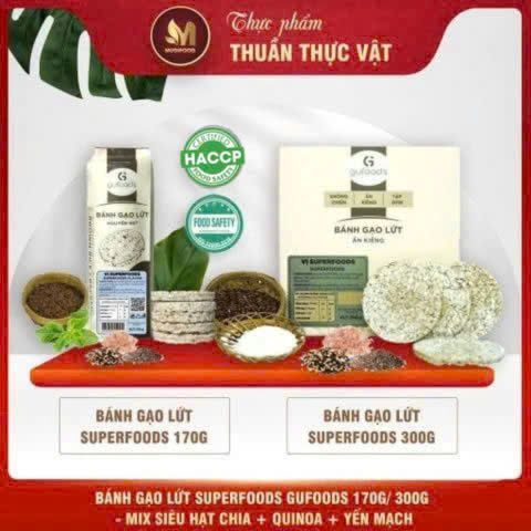 [Vị Superfoods] - Bánh Gạo Lứt Mix Superfoods GUfoods 170g/ 300g - Thực Phẩm Bổ Sung Dinh Dưỡng Cho Mẹ Bầu, Sau Sinh, Người Ăn Chay, Ăn Kiêng, Giảm Cân, Tập Gym, Eat Clean, Hàm Lượng Giàu Protein Và Chất Xơ (Bánh Và Snack Healthy)