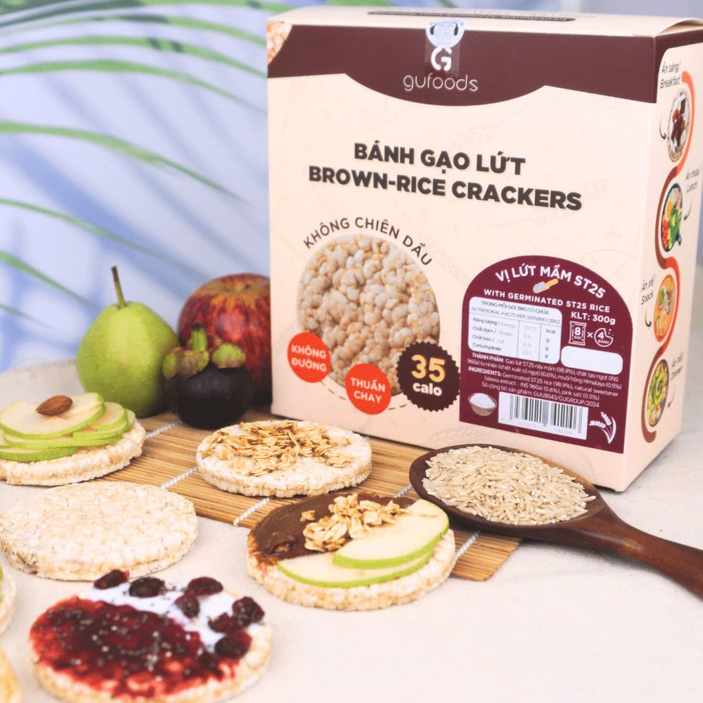 Combo 3 Gói Bánh Gạo Lứt Vị Lứt Mầm ST25 (Mỗi Gói 170g) - Thực Phẩm Bổ Sung Dinh Dưỡng Cho Người Tiểu Đường, Người Ăn Chay, Ăn Kiêng, Giảm Cân, Tập Gym, Eat Clean, Hàm Lượng Chất Xơ Cao (Bánh Và Snack Healthy)