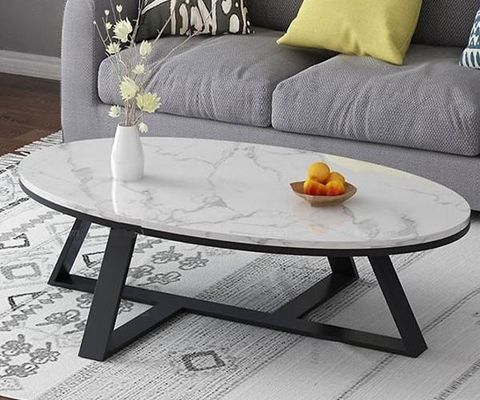  Bàn Trà Elip Chân Sắt Mặt Ceramic - BT11 