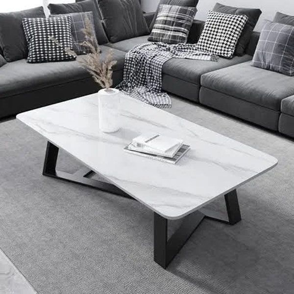 Bàn Trà Chữ Nhật Chân Sắt Mặt Ceramic - BT12