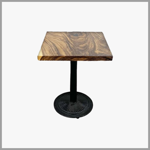  Bàn Cafe Vuông Chân Gang Mặt Gỗ Me Tây – BCF13 