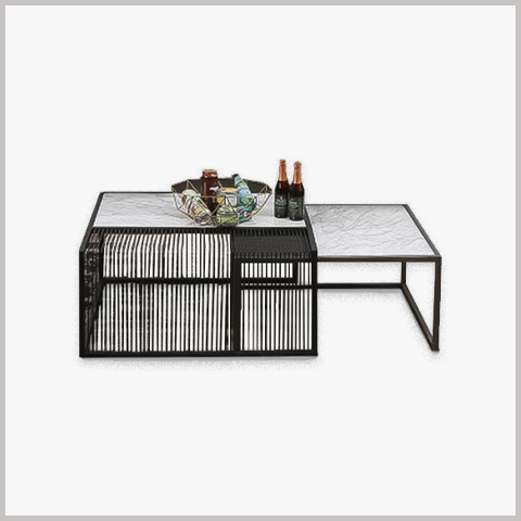  Bàn Trà Cặp Chữ Nhật Chân Sắt Mặt Ceramic - BT10 