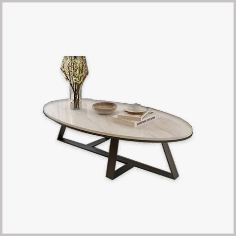  Bàn Trà Elip Chân Sắt Mặt Ceramic - BT11 