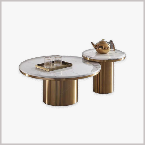 Bàn Trà Tròn Khung Inox Mặt Ceramic - BT33