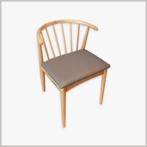  Ghế cafe gỗ 8 nan đệm da - G13 