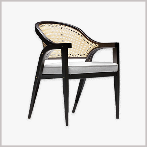 Ghế Ăn Ghế Cafe Wormley Khung Gỗ Bọc Nệm Lưng Mây - G42