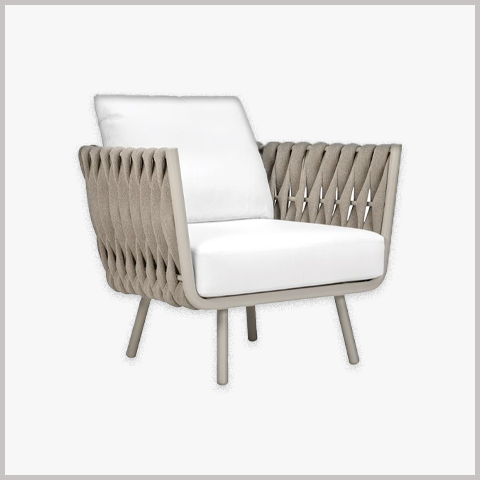 Ghế Armchair Khung Sắt Đan Dây Bọc Da Nỉ - GA20