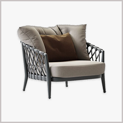 Ghế Armchair Khung Sắt Đan Dây Bọc Da Nỉ - GA21