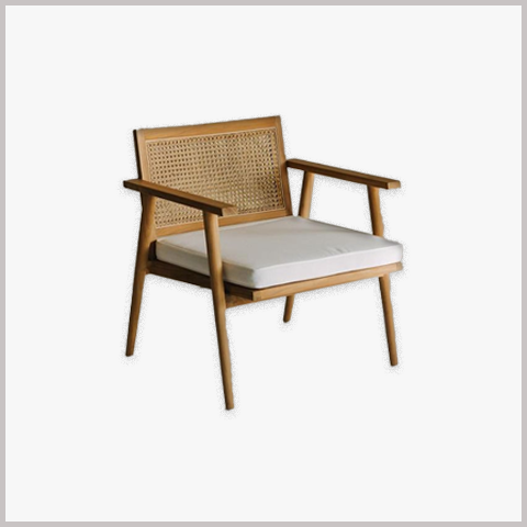 Ghế Armchair Khung Gỗ Bọc Da Nỉ Tựa Lưng Mây - GA73